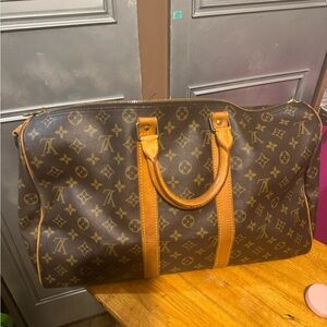Louis Vuitton Brown and Tan Duffel Bag
